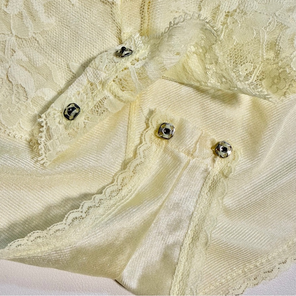 VINTAGE 70s lace one piece teddy teddie negligee shorts lingerie romper sexy 60s - Picture 9 of 12